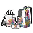 thumbnail image 1 of DISNIMO Clear Backpack for School, Hedgehog Tie Dye Print 17 Inch Large Clear Bookbag Set with Lunch Box and Pencil Case, Heavy Duty Transparent School Backpack for Girls, 1 of 5