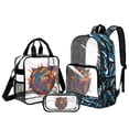 thumbnail image 1 of DISNIMO Clear Backpack Set for Teens Boys, Shark Printed 17 Inch PVC Transparent Bookbag with Lunch Box & Pencil Case, Heavy Duty Clear School Backpack, Back to School Gift, 1 of 5