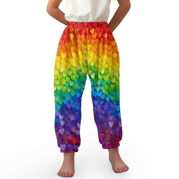 DISNIMO Colorful Rainbow Girls Harem Pants Size 8-12 Bloomer Trousers for Girls Bloomer Harem Pants Kids Harem Bloomers Long Pants for Girls Bloomer Trousers Elastic Waist Pants Kids Beach Pants