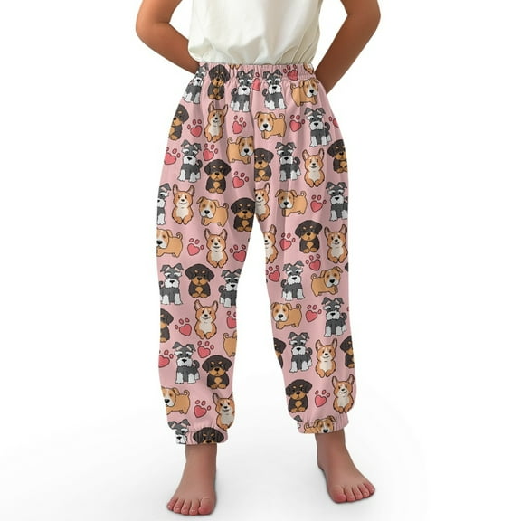 DISNIMO Corgi Paw Print Bloomer Harem Pants for Boys Bloomers Long Pants Baggy Pants Kids 3-7 Boys Jogger Pants for Boys Harem Bloomers for Kids Lantern Pants Kids High Waisted Pants