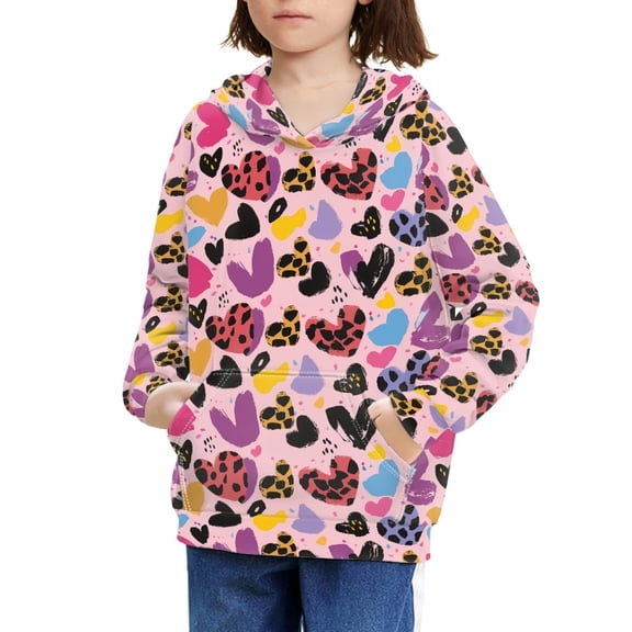 DISNIMO Cow Print Heart Hoodies for Kids Pullover Hoodie 11-13 Boys Hoodie Sweatshirts with Pockets for Girls and Boys Fall Hoodie Children Sport Hoodies Soft Casual Fall Clothing Teenager