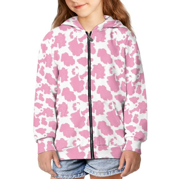 DISNIMO Cow Print Hoodie Girls 11-13 Hoodies Sweatshirt Boys Hooded Sweat Shirt for Girls Zip Up Hoodie Jacket Kids Hooded Jackets Sweatshirt with Hoodie Kids Long Sleeve Hoodies Children Clothes