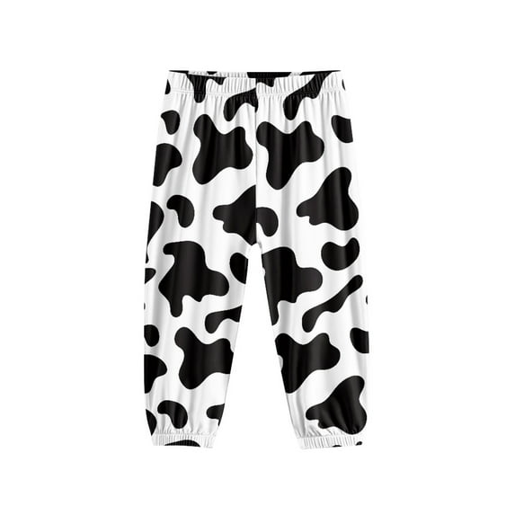 DISNIMO Cow Print Pants for Girls Harem Pants High Waist Joggers Casual Beach Pants for Girls Elastic Waist Pants for Kids Long Baggy Pants for Girls Polyester Pants for Girls Trousers Age 13-16