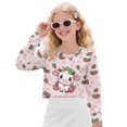 thumbnail image 1 of DISNIMO Cow Strawberry Printed Stylish Crop Tops for Girls Round Neck Tee Shirt Long Sleeve Cropped Sweatshirts Casual Loose Pullover Sweatshirts for Teens Youth Kids, 1 of 7
