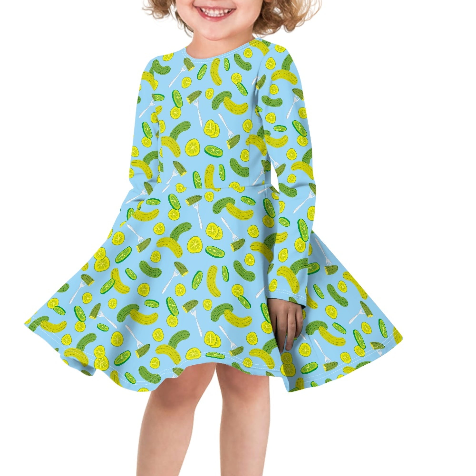 navy blue dress for baby girl Disnimo Cucumber Lemon Dresses for Girls 11-12 Dress Kids Lightweight Dress for Girls Long Sleeve Winter Dress Kids Casual Dresses for Girls Swing