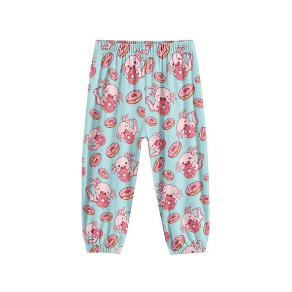 DISNIMO Cute Axolotl Bloomer Harem Pants for Girls Lantern Pants Kids Harem Bloomers Soft Harem Pants Casual Baggy Pants for Girls 3-7 Girls High Waisted Joggers Girls Beach Pants Elastic Ankle