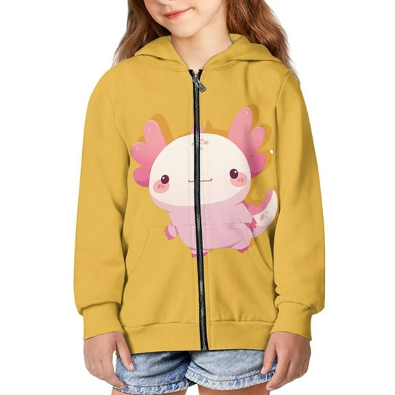 DISNIMO Cute Axolotl Hoodie Girls 11-13 Hoodies Sweatshirt Boys Hooded Sweat Shirt for Girls Zip Up Hoodie Jacket Kids Hooded Jackets Sweatshirt with Hoodie Kids Long Sleeve Hoodies Children Clothes