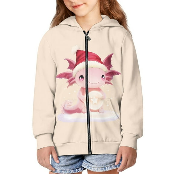 DISNIMO Cute Axolotl Zip Up Hoodie Kids Zipper Hoodie Girls 8-10 Preppy Hoodies for Boys Kids Sweatshirts Zippered Hoodie Girl Zipper Sweatshirt with Hood for Girls Zip Jacket Hoodie Child Fall