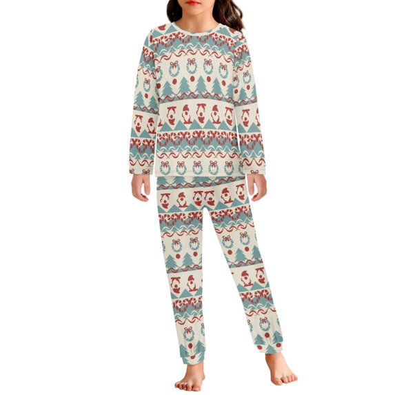 DISNIMO Cute Christmas Tree Pajamas for Girls Pj Sets Size 3-4 Pajama Set 2 Pack Long Sleeve Pajamas Kids Fall Pjs Kids Girls Kids Sleepwear Girls Crewneck Pj Set Kids
