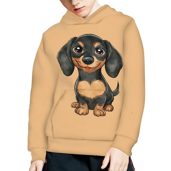 DISNIMO Cute Dachshund Dachshund Hoodie for Kids Boys and Girls Hoodies Size 14-16 Pullover Hooded Sweatshirt with Pocket Streetwear Sweatshirts with Designs Children Clothes Casual