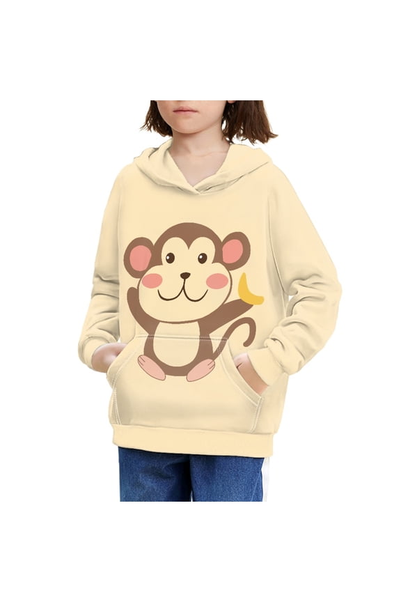 Cute Monkey Hoodie Kids 8-10 Pullover Hoodies for Boys and Girls Matching Hoodies for Friends Sweatshirt Hoodie Sweatshirts for Girls Streetwear Tops Hoodie with Front Pocket Fall