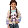 thumbnail image 1 of DISNIMO Cute Panda Printed Girls Long Sleeve Shirt Crew Neck Tops Kids Casual Loose T-Shirts Soft Comfy Pullover Tops Tie Front Tunic Blouse Shirts, 1 of 8