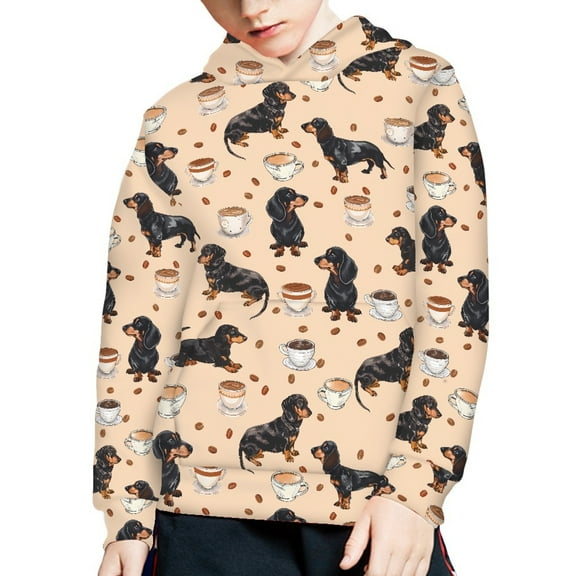 DISNIMO Dachshund Hoodies Pullover for Boys Hoodie Sweatshirt Size 14-16 Youth Hooded Sweatshirts Boys and Girls Fall Clothes Streetwear Hoodies Kids Preppy Children Sports Wear Soft