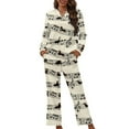 thumbnail image 1 of DISNIMO Dachshund Music Note Print Women 2 Piece Pajama Set Long Sleeve Sleepwear with Long Pants Button Down Pj Lounge Sets Casual Comfy Loungewear Nightwear with Pockets, XL, 1 of 7