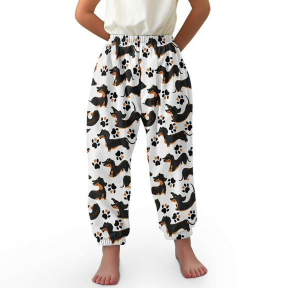 DISNIMO Dachshund Paw Print Boys Bloomer Harem Pants for Kids Harem Pants Boys Harem Bloomers Long for Boys Bloomer Trousers for Girls High Waisted Harem Pants Soft Lantern Pants Size 13-16 Fall