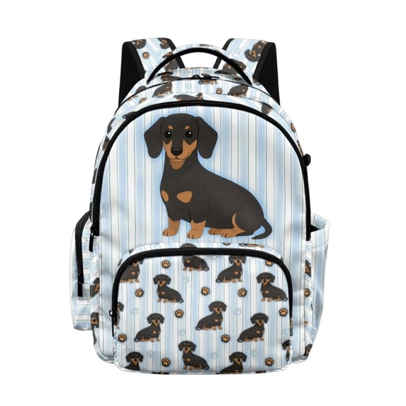 DISNIMO Dachshund Print 17 Inch School Backpack for Boys Girls, Multi Compartments Bookbag for Elementary & Middle School Students Lightweight Travel Daypack