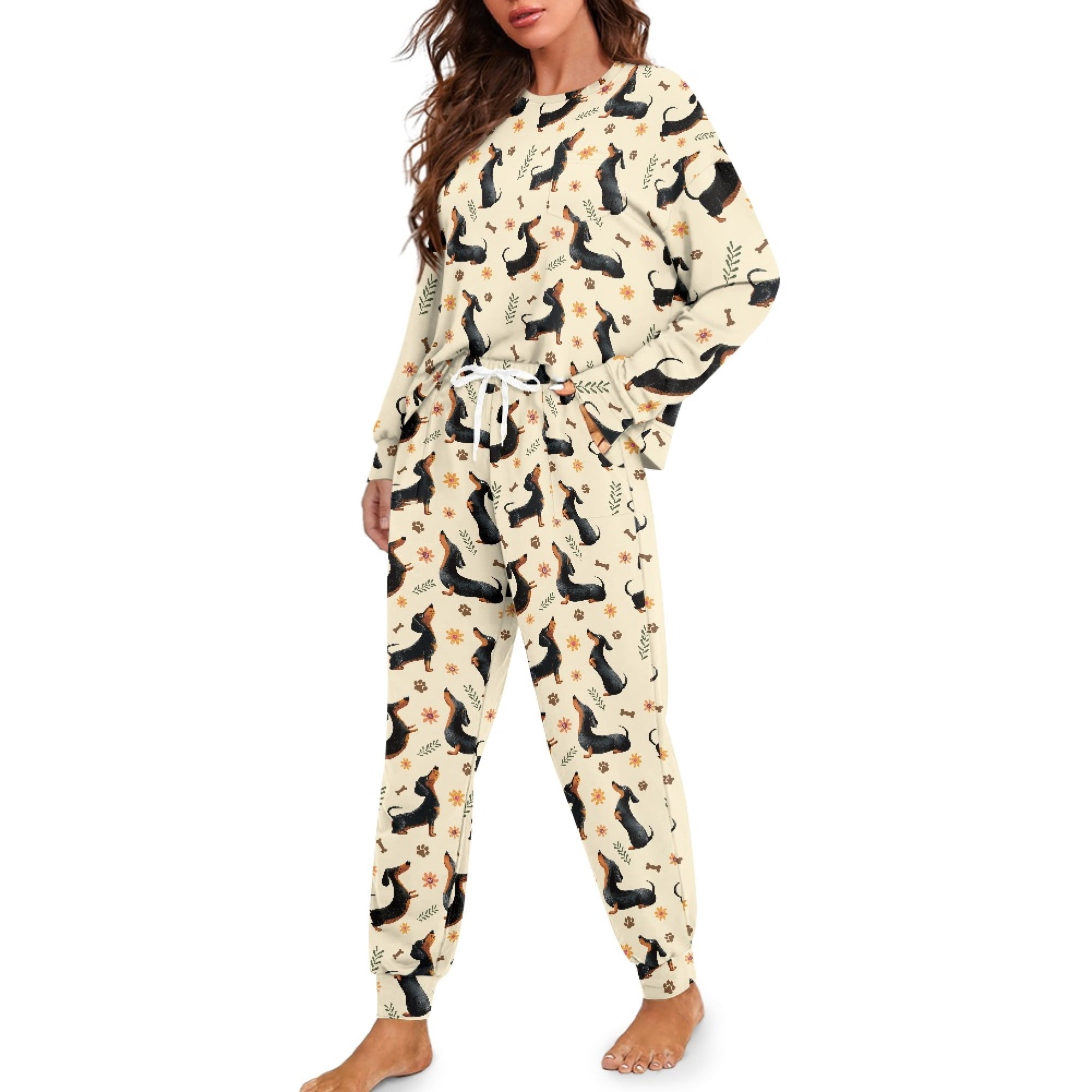 Women's Long Sleeve Button-Up Pajama Set – Soft 2-Piece Nightwear, V-Neck Top & Elastic Waist Pants (XS-4XL)