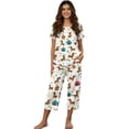 thumbnail image 1 of DISNIMO Dachshund Printed Womens Pajama Set, Dog Paw Printed Sleepwear Soft 2 Piece Pjs Set Short Sleeve Tops and Capri Pant Lounge, XL, 1 of 7