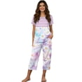 thumbnail image 1 of DISNIMO Daisy Printed Womens Pajama Set, Tie Dye Printed Sleepwear Soft 2 Piece Pjs Set Short Sleeve Tops and Capri Pant Lounge, XL, 1 of 7