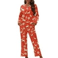 thumbnail image 1 of DISNIMO Deer Snowflake Printed Women Pajama Sets Long Sleeve Button Down Sleepwear with Long Pants Christmas 2 Piece Pj Lounge Sets Button Down Nightwear with Pockets, 3XL, 1 of 7