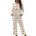 thumbnail image 1 of DISNIMO Deer Tree Print Women's 2 Piece Lounge Sets Christmas Printed Long Sleeve Sleepwear Comfy V Neck Nightwear with Long Pajama Pants Button Down Ladies Lounge Sets, XL, 1 of 7
