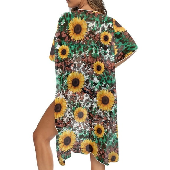 DISNIMO Dinosaur Print Women's Swimsuit Coveups Kimono Cardigan Summer Beach Cover Up Casual Loose Long Bikini Coverup