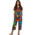 thumbnail image 1 of DISNIMO Dog Paw Printed Women's Pajama Sets Soft 2 Piece Lounge Set Short Sleeve Tops and Capri Pant Pjs for Summer, S, 1 of 7
