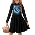thumbnail image 1 of DISNIMO Dolphin Dress for Girls Flower Dress Long Sleeve Heart Dress Girls 3-4 Fall Skater Dress Girls Midi Dresses for Kids Twirl Dress with Collar for Girls Button Dress Child Twirling Dresses, 1 of 7