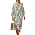 thumbnail image 1 of DISNIMO Dresses for Women Floral Printed Linen-Like Casual Maxi Dress V Neck Dress 3/4 Sleeve Loose Fit Shift Dresses, 2XL, 1 of 6