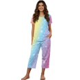 thumbnail image 1 of DISNIMO Fish Scale Printed Pajama Set for Women, Soft Sleepwear Summer 2 Piece Pjs Set Short Sleeve Tops and Capri Pant Loungewear, S, 1 of 7