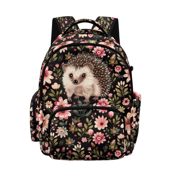 DISNIMO Floral Print 17 Inch School Backpack for Boys Girls, Sturdy Lightweight Kids Bookbag with Adjustable Padded Straps for Daily Use Travel