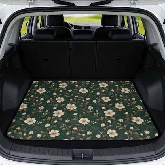 DISNIMO Floral Printed Universal Car Trunk Mat 29" x 39" Decorative Cargo Liner Floor Mat All Weather Trunk Protection Trimmable to Fit Heavy Duty Car Trunk Mat Suitable for Most Car Models