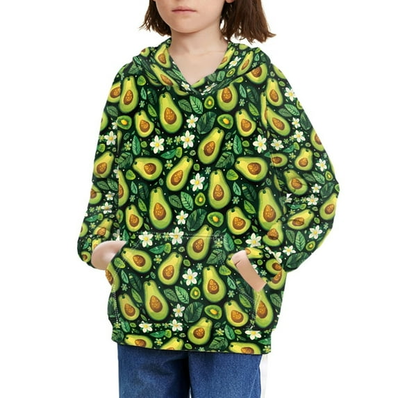 DISNIMO Flower Avocado Hoodie Girls Soft Hoodie 11-13 Years Old Pullover Hoodies Girls Hooded Sweatshirt with Pockets Boys Hoodie Sweatshirts Fall Teen Girl Streetwear Hoodie Kids Childrens Hoodie