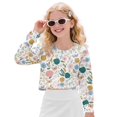thumbnail image 1 of DISNIMO Flower Butterfly Print Girls Crop Tops Long Sleeve Pullover Sweatshirt Soft Casual Kids Cropped Tops Crewneck Loose Sweatshirt for Teens Youth, 1 of 7