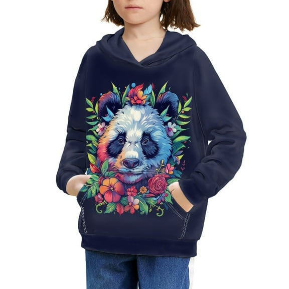 DISNIMO Flower Panda Hoodies for Girls Pullover Hoodie Kids 6-7 Hoodie for Children Sweatshirts Girls Long Sleeve Hoodie for Boys Fall Hoodies for Kids Streetwear Girls Hoodie Clothes Hoodies Kids