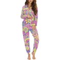 thumbnail image 1 of DISNIMO Flower Print Women 2 Piece Lounge Set Long Sleeve Button Down Nightwear Pj Sets Casual Fashion Sleepwear V Neck Pajama Set with Long Pants, 1 of 7