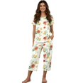thumbnail image 1 of DISNIMO Flower Printed Pajama Set for Women, Summer 2 Piece Pjs Set Short Sleeve Tops and Capri Pant Sleepwear with Pockets, 3XL, 1 of 7