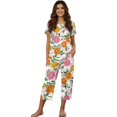 thumbnail image 1 of DISNIMO Flowers Printed Womens Pajama Sets Casual Sleepwear 2 Piece Lounge Set Summer Tops and Capri Pant Pjs for Home, 2XL, 1 of 7