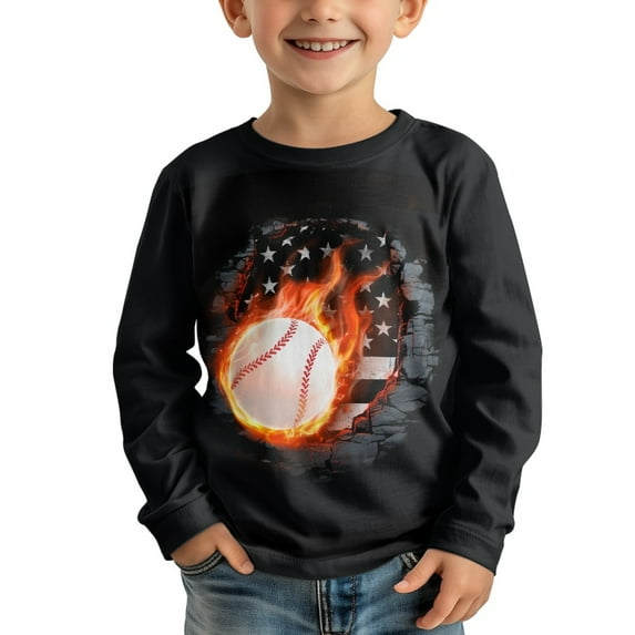 DISNIMO Football American Flag Long Sleeve T-Shirts for Boys Size 5-6 Shirts Boys Kids Shirts Boys Cute Tops Crew Neck Shirt Boys Long Sleeve T Shirts for Boys Tee Shirts Fall T Shirt Tshirt