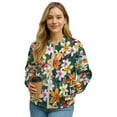 thumbnail image 1 of DISNIMO Frangipani Printed Jackets for Women Long Sleeve Sweatshirts V Neck Outwear Lightweight Sweatshirt Jacket with Pockets, L, 1 of 7