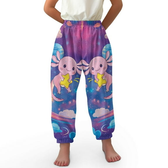 DISNIMO Galaxy Axolotl Bloomer Harem Pants for Boys Harem Bloomers for Kids Harem Pants Boys Casual Joggers Pants for Boys 8-12 Loose Trousers for Boys Baggy Pants Soft Sweatpants for Boys