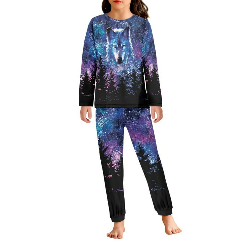 DISNIMO Galaxy Wolf Pajamas Boys Pajama Sets Size 11-12 Boys