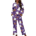 thumbnail image 1 of DISNIMO Ghost Bat Pumpkin Print Women 2 Piece Pajama Sets Casual Loose Sleepwear Long Sleeve Button Down Nightwear with Long Pajama Pants Halloween Loungewear, S, 1 of 7