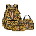 thumbnail image 1 of DISNIMO Girls Backpack, Horse Sunflower Print 3 PCS School Backpack Set with Insulated Lunch Bag & Pencil Pouch, Large Lightweight Schoolbag Elementary Middle School Travel Book bag, 1 of 7