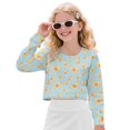 thumbnail image 1 of DISNIMO Girls Crop Tops Butterfly Print Long Sleeve Kids Cropped Sweatshirt Fashion Casual Pullover Tops Crewneck Loose Cropped Sweatshirts Size 5-14Y, 1 of 7