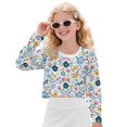 thumbnail image 1 of DISNIMO Girls Cropped Sweatshirt Flower Printed Long Sleeve Pullover Tops Kids Fashion Crop Tops Round Neck Pullover Sweatshirt Fall Winter Outfits, 1 of 7