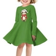 thumbnail image 1 of DISNIMO Girls Green Christmas Dresses Kids Girls Sloth Dress Kids Girls Dresses Winter Long Sleeve Dress for Girls 3-4 Dresses Children Skater Dress Kid Beach Dress for Photoshoot Dress Little Girl, 1 of 6