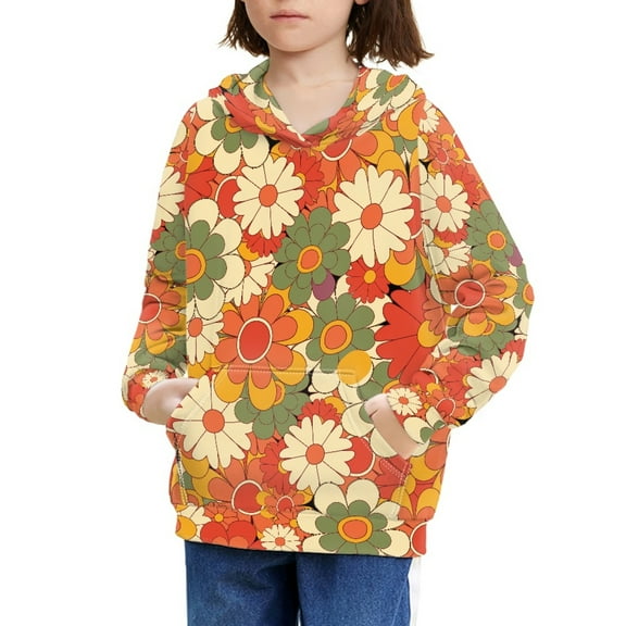 DISNIMO Girls Hippie Hoodie Kids Boys Hoodies Sweatshirt for Teen Girls 11-13 Sweatshirts with Hood for Children Streetwear Hoodie Polyester Clothes for Girls Casual Long Sleeve Flower