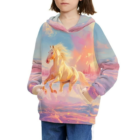 DISNIMO Girls Horse Hoodies Size 6-7 Pullover Hoodie Boys and Girls Matching Hoodies for Kids Hoodie Sweatshirt with Hoodies Sweatshirts with Pockets for Girls Children Fall Clothes Soft