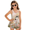 thumbnail image 1 of DISNIMO Girls One Piece Swimsuits Cat Flower Print Kids Sleeveless Bathing Suit Hawaiian Swimwear with Skirt Quick Dry Swim Dress 3-13 Years, 1 of 8